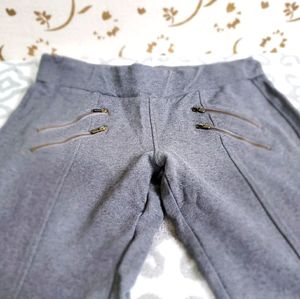 Grey Skinny Pant with Bronze Zippers